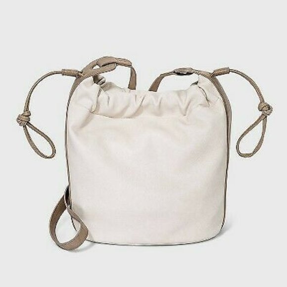Drawstring Closure Crossbody Bag - Bone - Picture 8 of 12